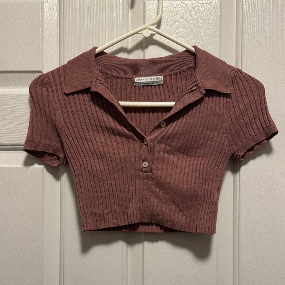 Urban Outfitters Button Down Ribbed crop Top